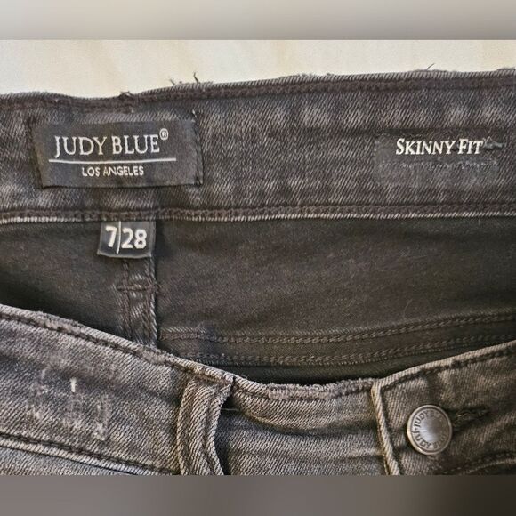 Judy Blue Jeans Women's 7/28 (28x29) Black Mid Rise Skinny Fit Stretch Patchwork - Picture 2 of 11
